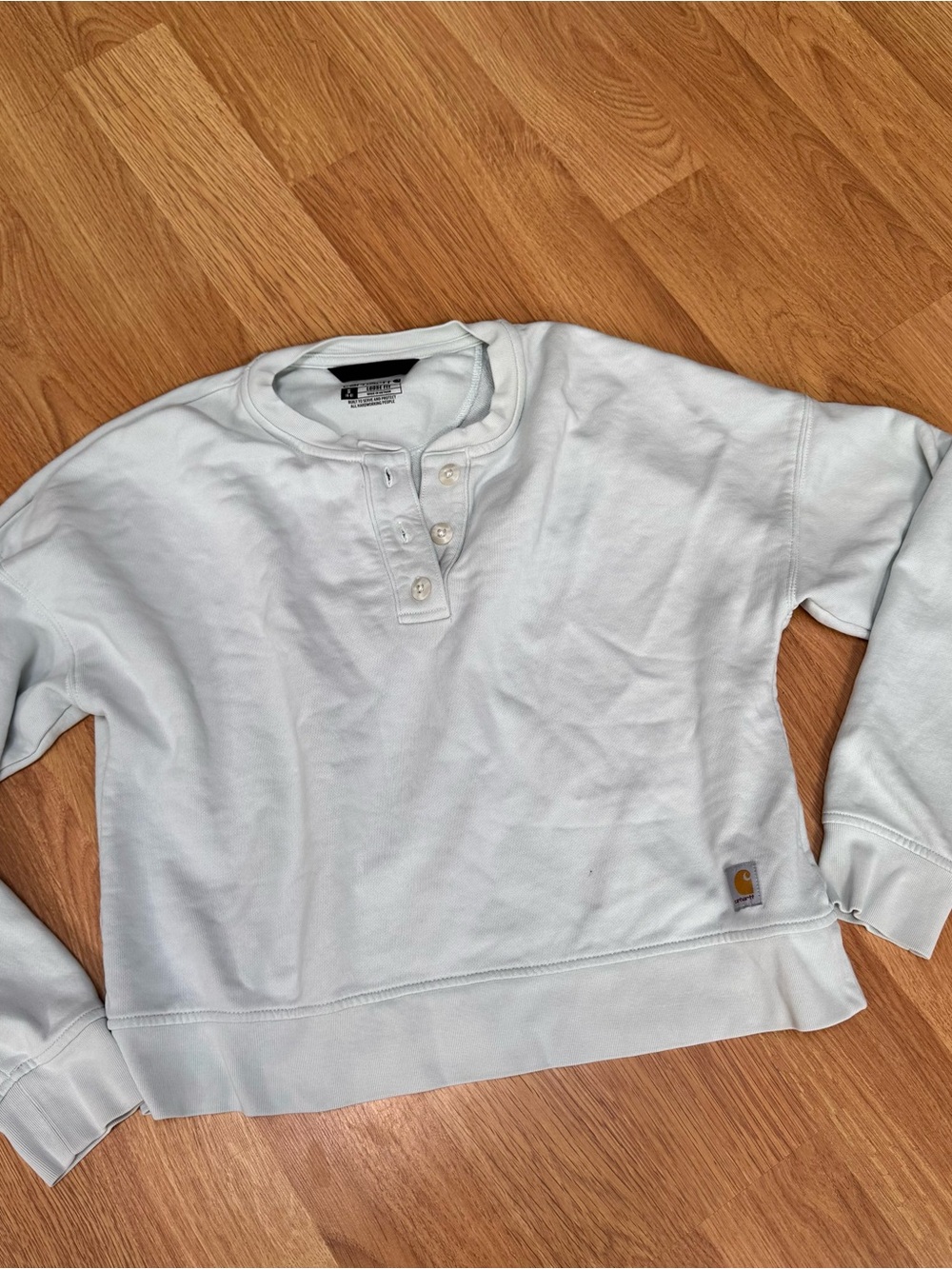 Carhartt Women's Pale Blue Henley Pullover Sweatshirt